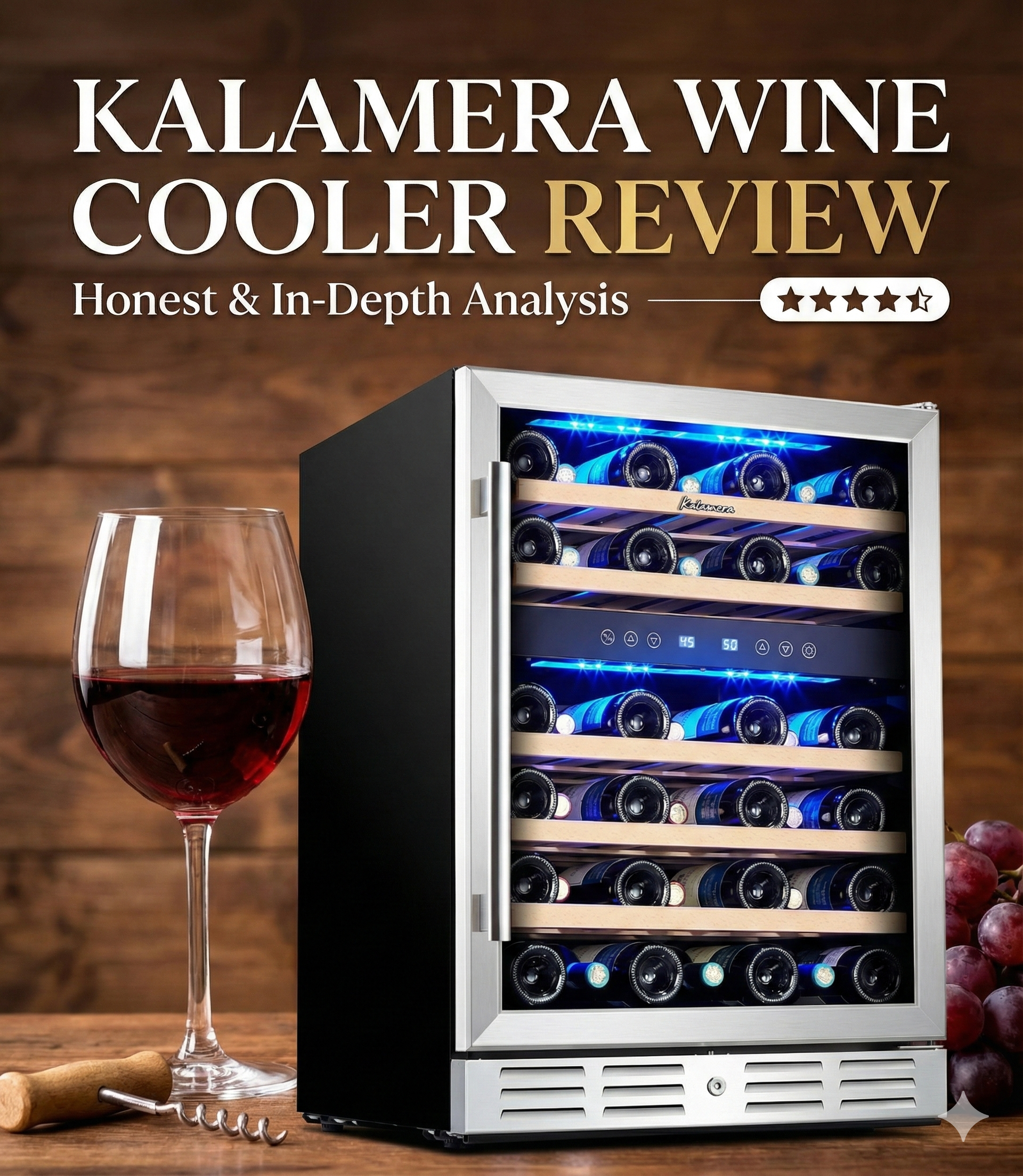 Kalamera 24 inch Built-in Wine Cooler Front View