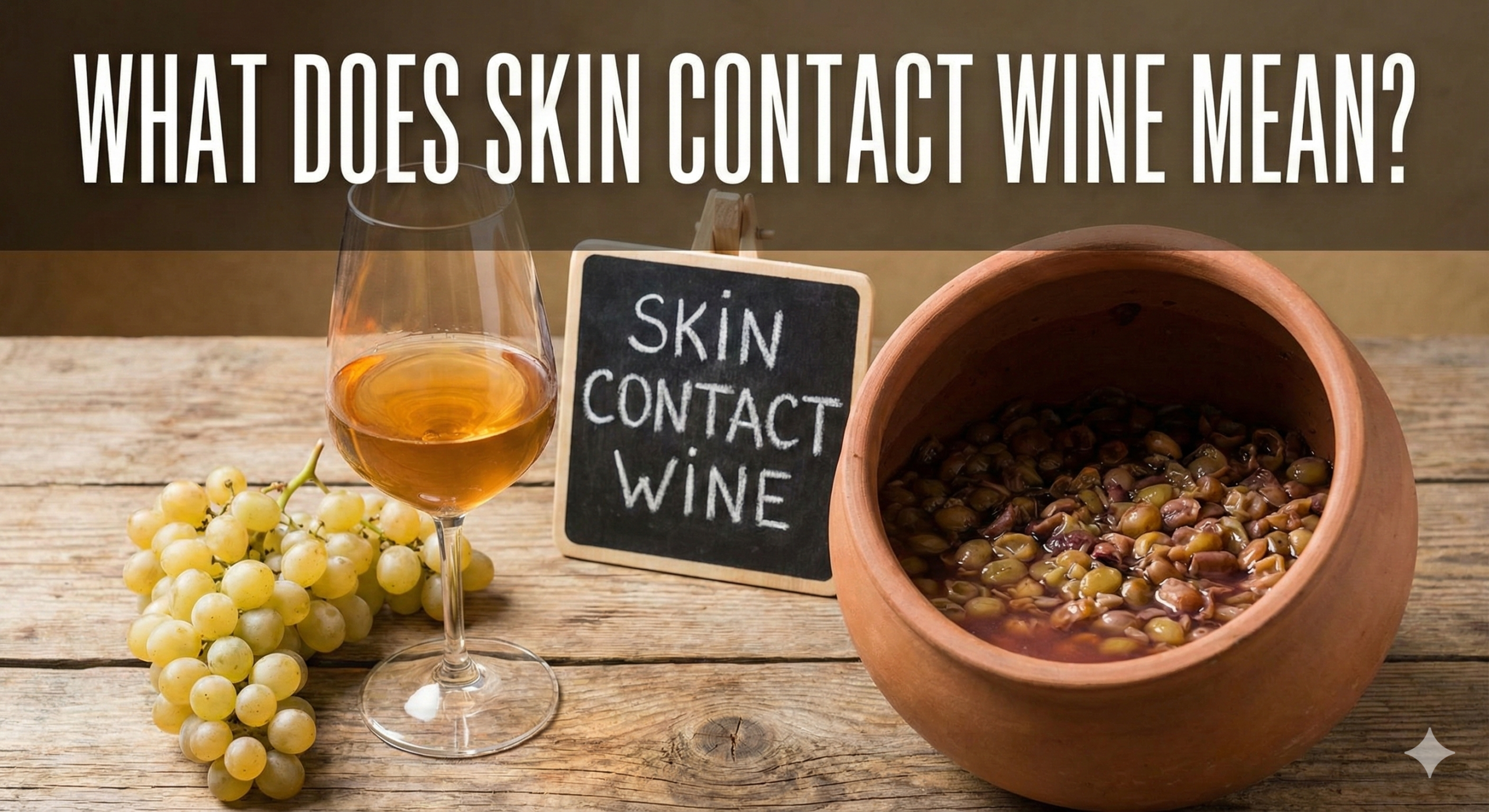 Glasses of amber colored orange wine on a rustic table