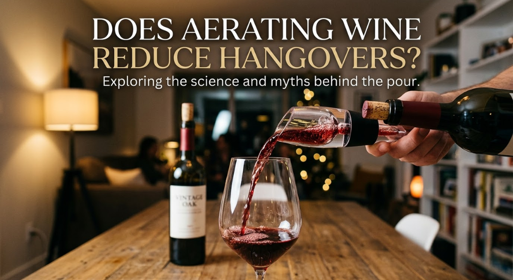 Red wine being poured through an aerator into a glass